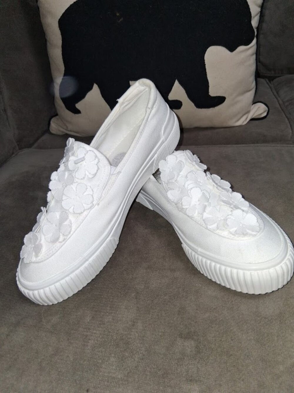 Rocket Dog Women's White Canvas Elan Blossom Slip On Sneakers New Sz 8.5M